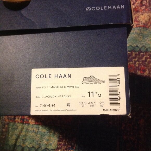 Cole Haan Men\'s Zerogrand Woven Black Leather Oxfords - 11.5M - New in Box